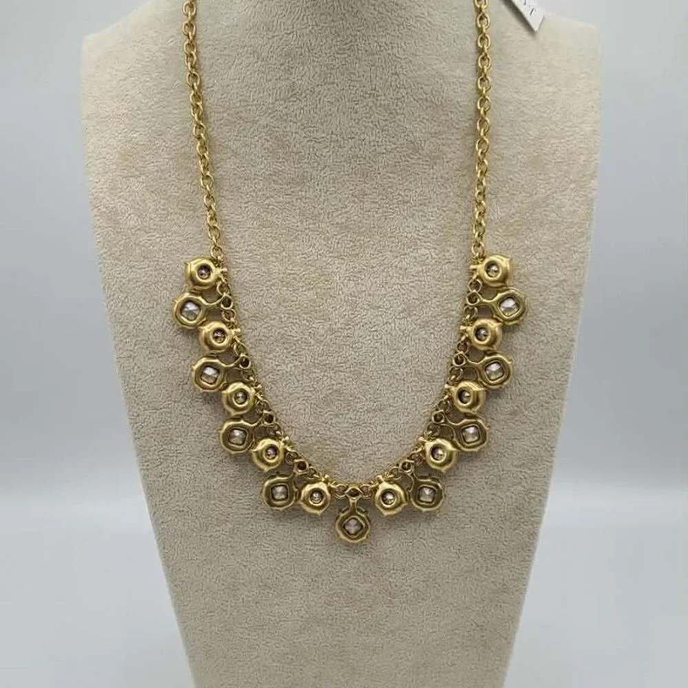 J Crew Factory Gold Tone Clear & Gold Crystal Necklace NWT!
